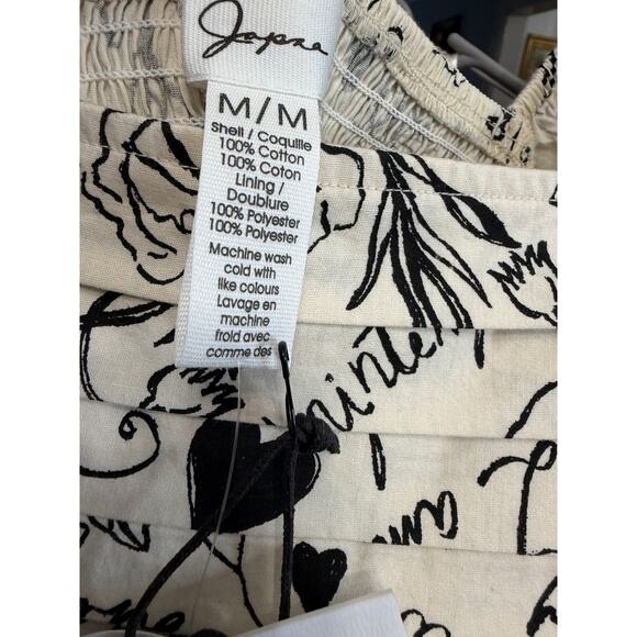 Japna Square Neck Puff Sleeve Midi Dress Black Cream Floral Women's M - Picture 11 of 15